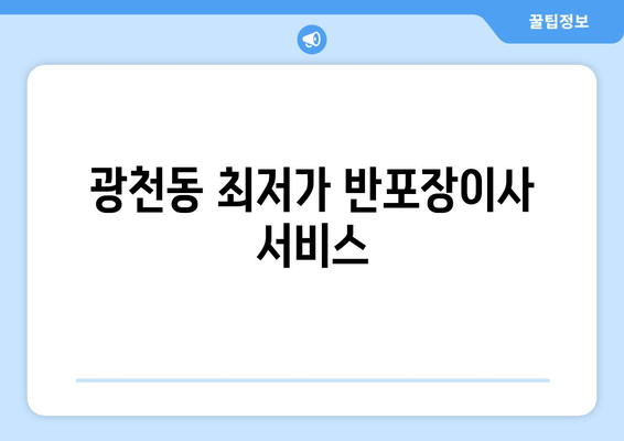 광천동 최저가 반포장이사 서비스