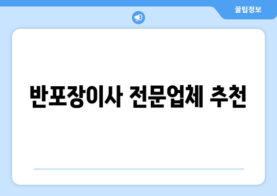 반포장이사 전문업체 추천