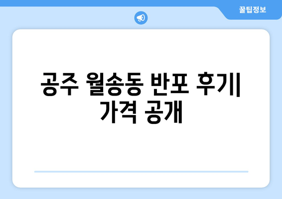 공주 월송동 반포 후기| 가격 공개