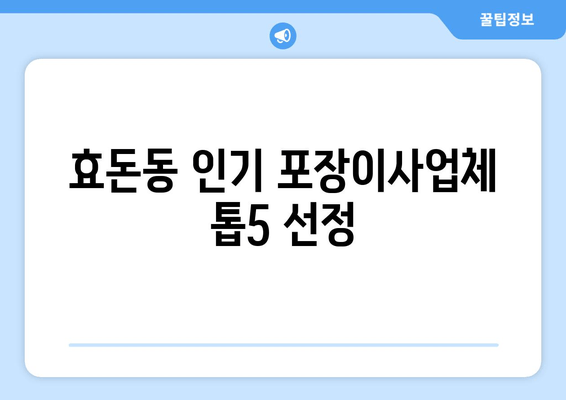 효돈동 인기 포장이사업체 톱5 선정