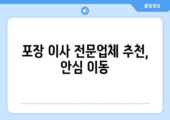 포장 이사 전문업체 추천, 안심 이동