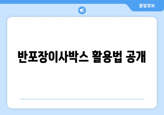 반포장이사박스 활용법 공개