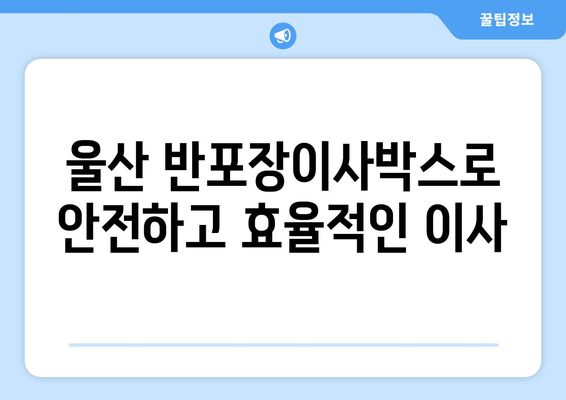 울산 반포장이사박스로 안전하고 효율적인 이사