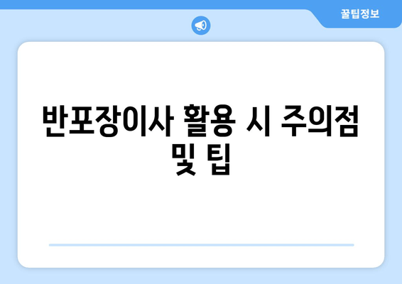 반포장이사 활용 시 주의점 및 팁