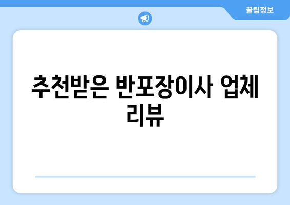 추천받은 반포장이사 업체 리뷰