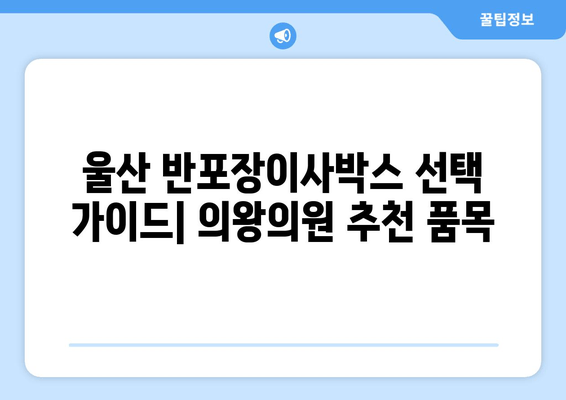 울산 반포장이사박스 선택 가이드| 의왕의원 추천 품목