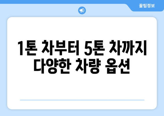 1톤 차부터 5톤 차까지 다양한 차량 옵션