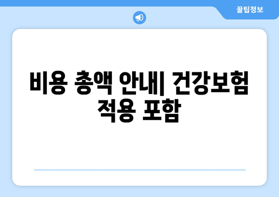 비용 총액 안내| 건강보험 적용 포함