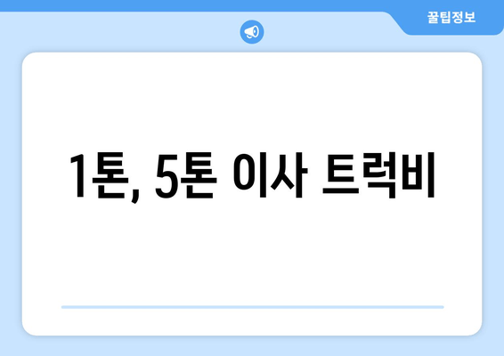 1톤, 5톤 이사 트럭비