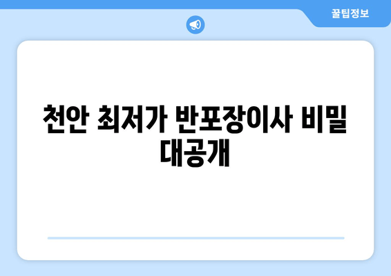 천안 최저가 반포장이사 비밀 대공개