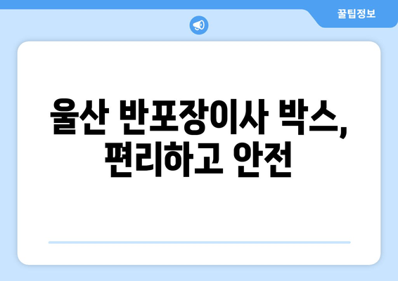 울산 반포장이사 박스, 편리하고 안전