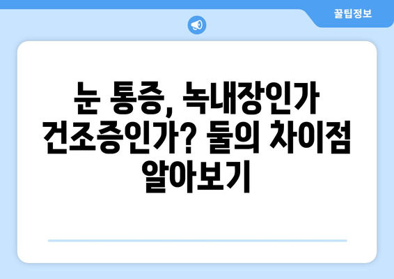 눈 통증, 녹내장이 아닌 건조함일 수도 있다? | 눈 통증 원인, 건조증 증상, 녹내장과의 차이점