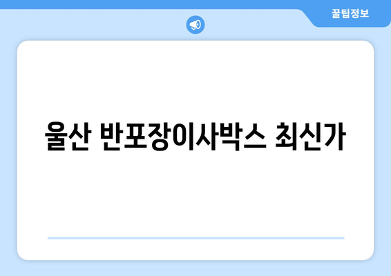 울산 반포장이사박스 최신가