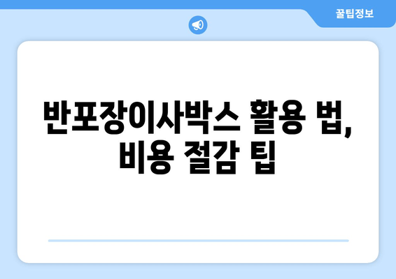 반포장이사박스 활용 법, 비용 절감 팁