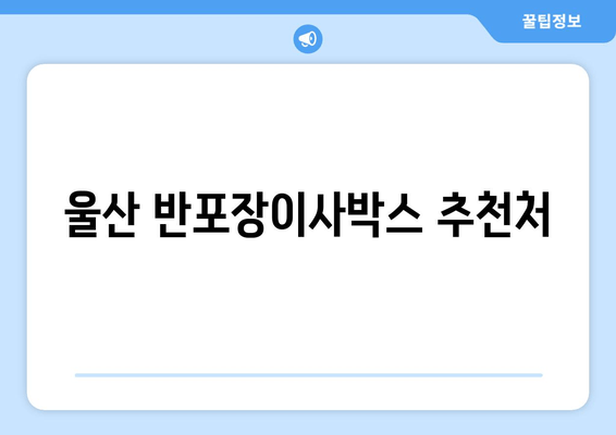 울산 반포장이사박스 추천처