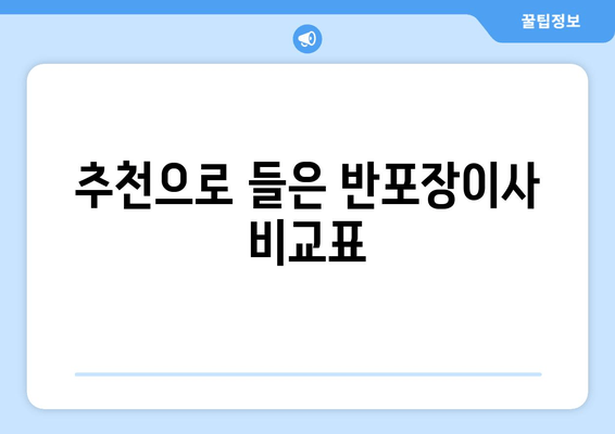 추천으로 들은 반포장이사 비교표