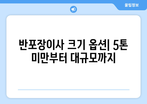 반포장이사 크기 옵션| 5톤 미만부터 대규모까지