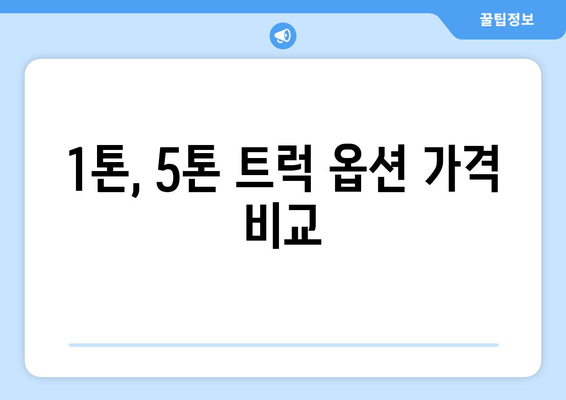 1톤, 5톤 트럭 옵션 가격 비교