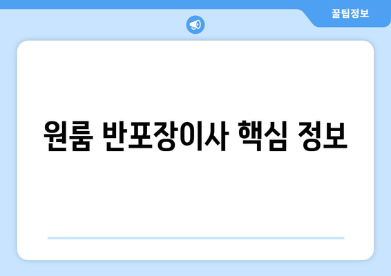 원룸 반포장이사 핵심 정보