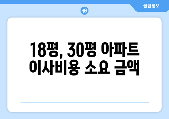 18평, 30평 아파트 이사비용 소요 금액