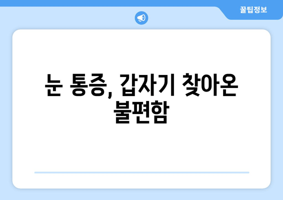 갑작스러운 눈 통증| 왼쪽, 오른쪽, 눈 주변 통증 원인과 대처법 | 눈 통증, 눈 주변 통증, 원인, 해결책, 응급처치