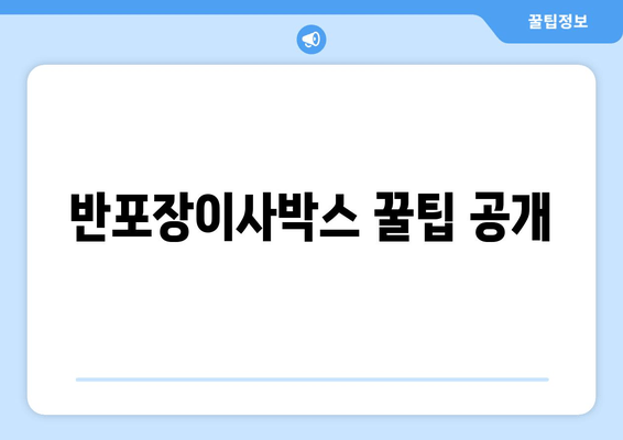 반포장이사박스 꿀팁 공개