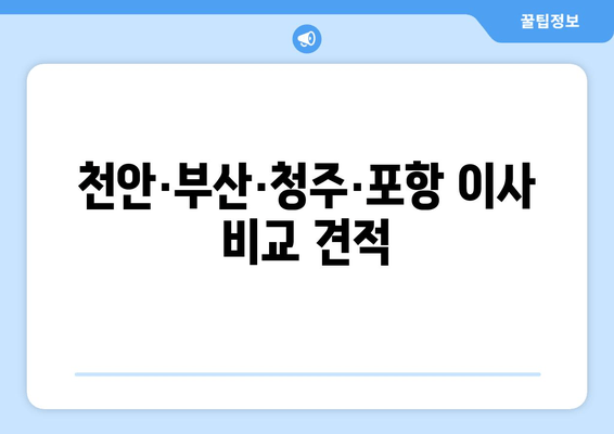 천안·부산·청주·포항 이사 비교 견적