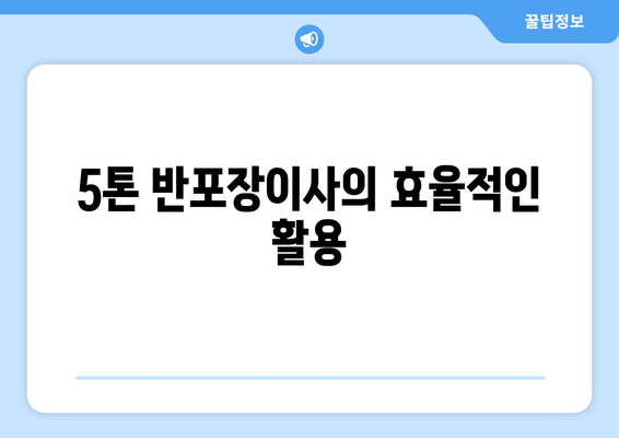 5톤 반포장이사의 효율적인 활용