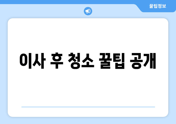 이사 후 청소 꿀팁 공개