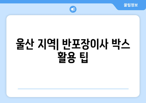 울산 지역| 반포장이사 박스 활용 팁