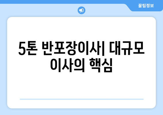 5톤 반포장이사| 대규모 이사의 핵심