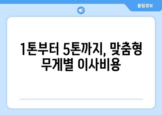 1톤부터 5톤까지, 맞춤형 무게별 이사비용