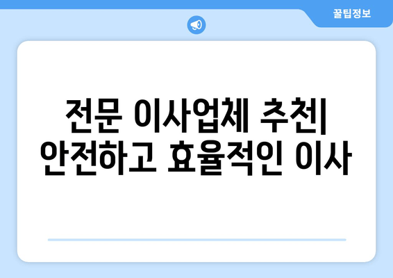 전문 이사업체 추천| 안전하고 효율적인 이사