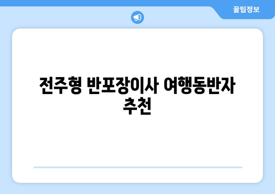 전주형 반포장이사 여행동반자 추천