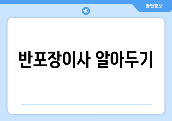 반포장이사 알아두기