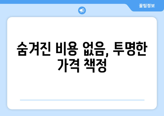 숨겨진 비용 없음, 투명한 가격 책정