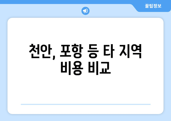 천안, 포항 등 타 지역 비용 비교