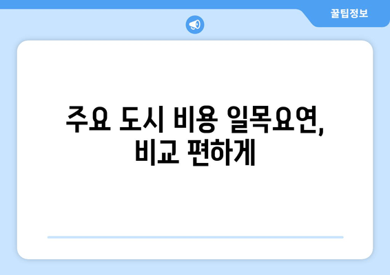 주요 도시 비용 일목요연, 비교 편하게