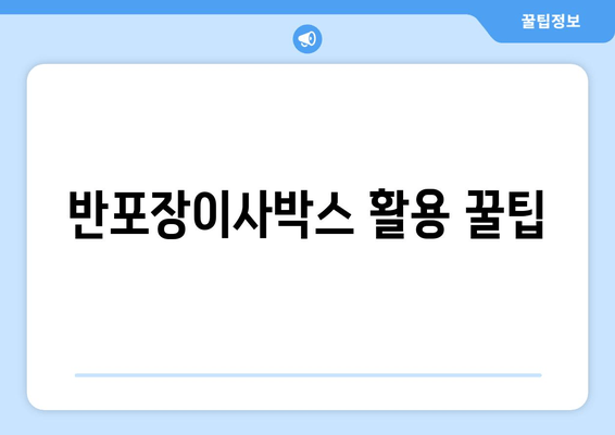 반포장이사박스 활용 꿀팁