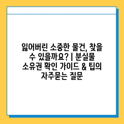 잃어버린 소중한 물건, 찾을 수 있을까요? | 분실물 소유권 확인 가이드 & 팁