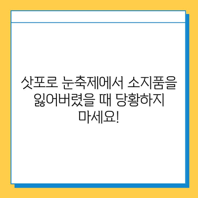 삿포로 눈축제에서 잃어버린 소지품 찾는 방법| 단계별 가이드 | 삿포로 눈축제, 소지품 분실, 찾는 방법, 팁