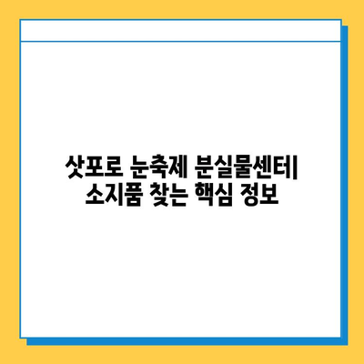 삿포로 눈축제에서 잃어버린 소지품 찾는 방법| 단계별 가이드 | 삿포로 눈축제, 소지품 분실, 찾는 방법, 팁