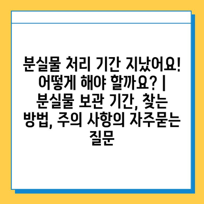 분실물 처리 기간 지났어요! 어떻게 해야 할까요? | 분실물 보관 기간, 찾는 방법, 주의 사항