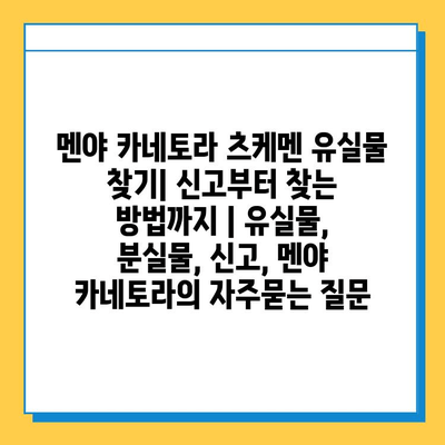 멘야 카네토라 츠케멘 유실물 찾기| 신고부터 찾는 방법까지 | 유실물, 분실물, 신고, 멘야 카네토라