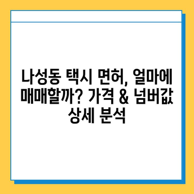 세종시 나성동 개인택시 면허 매매 가격 & 넘버값 | 오늘 시세 확인 & 자격조건 | 월수입 | 양수교육 |