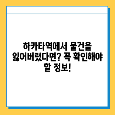 하카타역 분실물 센터에서 유실물 찾기 성공! | 하카타역, 분실물, 찾는 방법, 후기