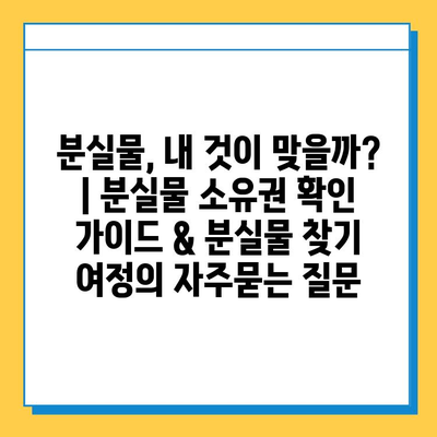 분실물, 내 것이 맞을까? | 분실물 소유권 확인 가이드 & 분실물 찾기 여정