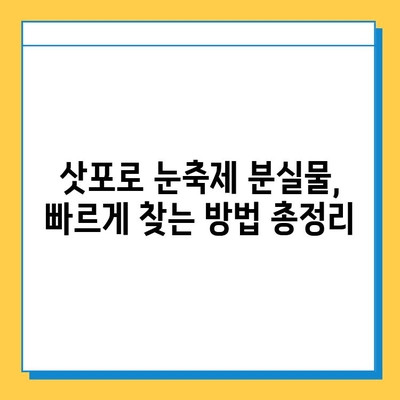 삿포로 눈축제 기간, 분실물 찾기 성공률 높이는 꿀팁 | 분실물, 삿포로, 눈축제, 팁, 가이드