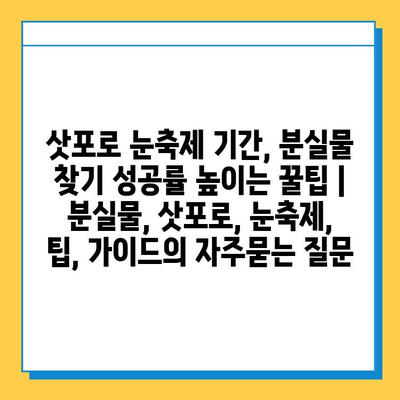 삿포로 눈축제 기간, 분실물 찾기 성공률 높이는 꿀팁 | 분실물, 삿포로, 눈축제, 팁, 가이드