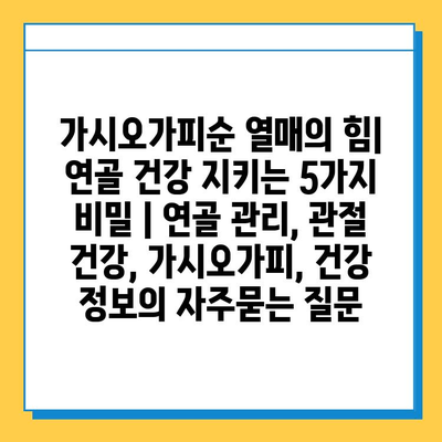 가시오가피순 열매의 힘| 연골 건강 지키는 5가지 비밀 | 연골 관리, 관절 건강, 가시오가피, 건강 정보